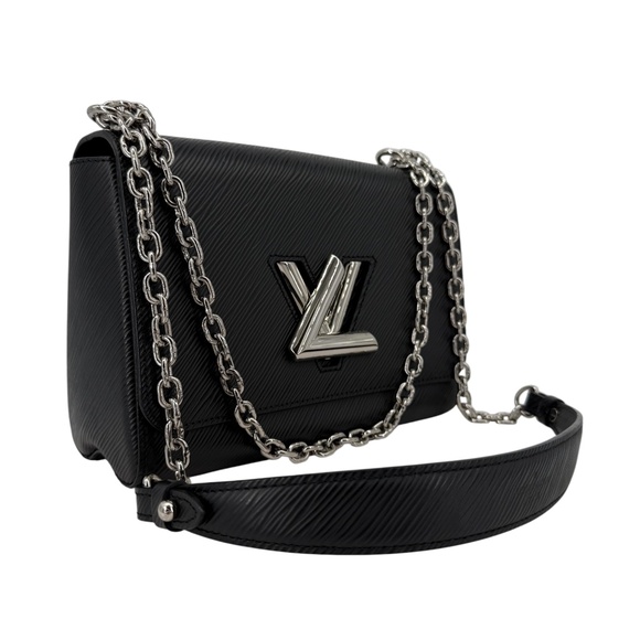 Louis Vuitton Epi Twist MM – Black Noir Crossbody Shoulder Bag with Silver LV - Picture 6 of 13